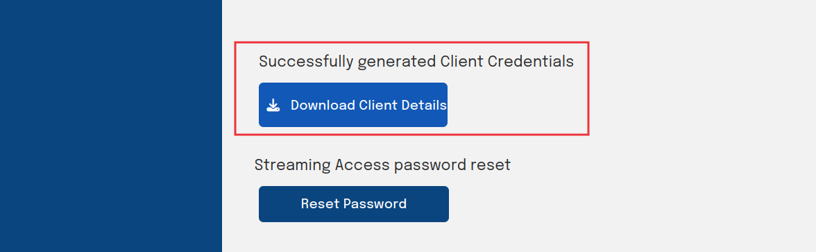 Downloading default client credentials